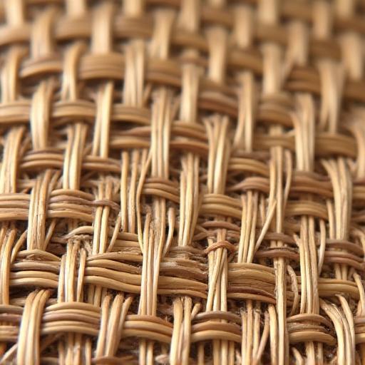 Intricate pattern of newly woven cane on a chair.