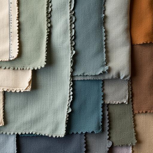Fabric swatches laid out for an upholstery project.